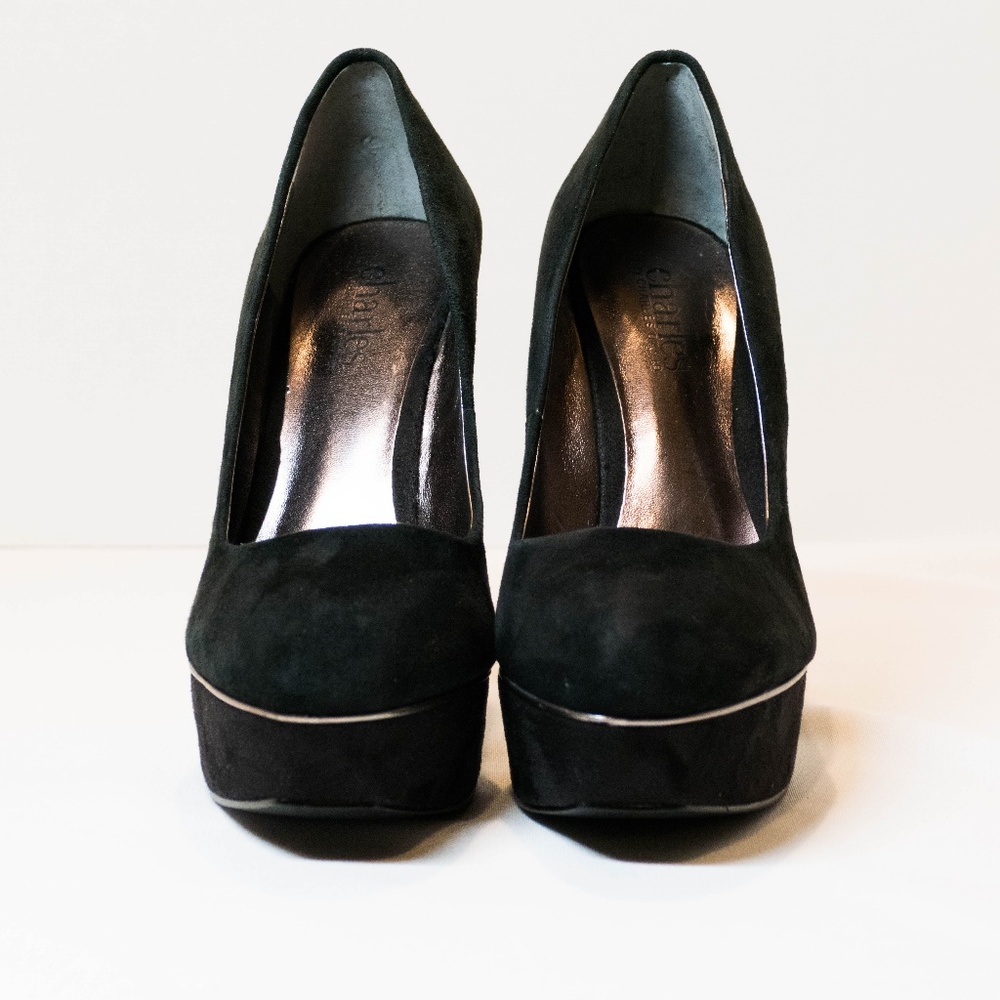 Charles Black Suede Pumps